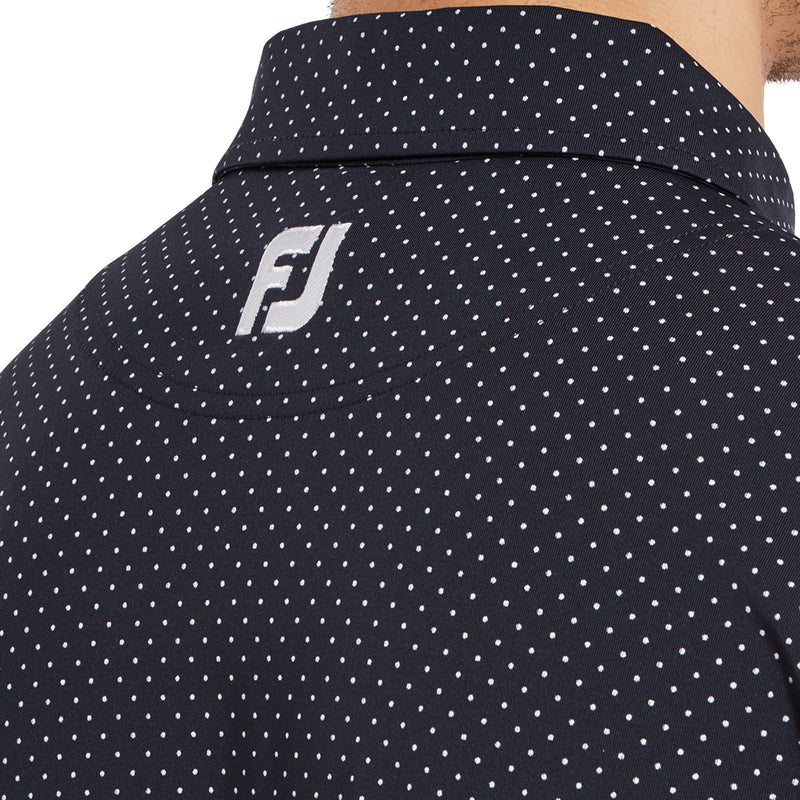 FootJoy Stretch Lisle Dot Print Polo Shirt - Navy/White