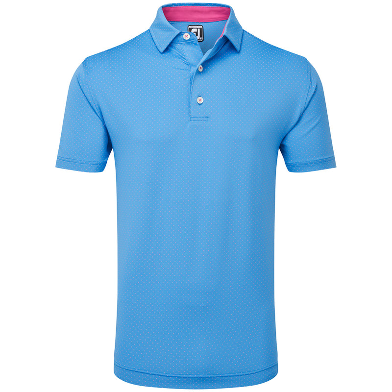 FootJoy Stretch Lisle Dot Print Polo Shirt - Ocean/Berry