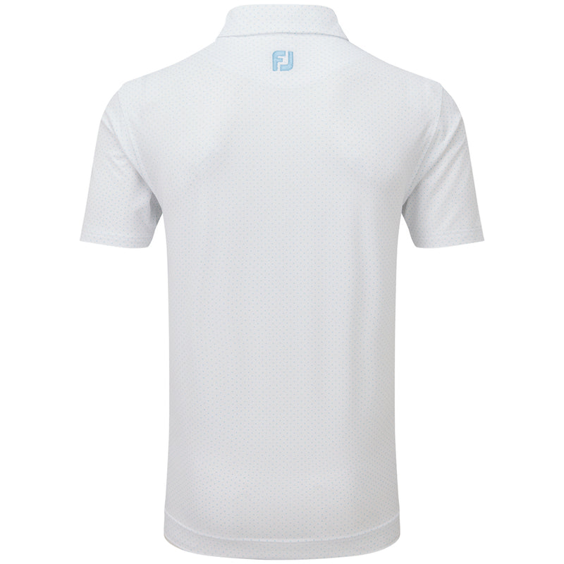 FootJoy Stretch Lisle Dot Print Polo Shirt - White/Light Blue