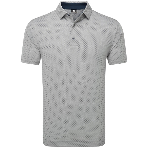 FootJoy Stretch Lisle Dot Print Polo Shirt - Grey/Navy