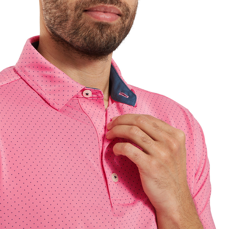 FootJoy Stretch Lisle Dot Print Polo Shirt - Pink Lemonade