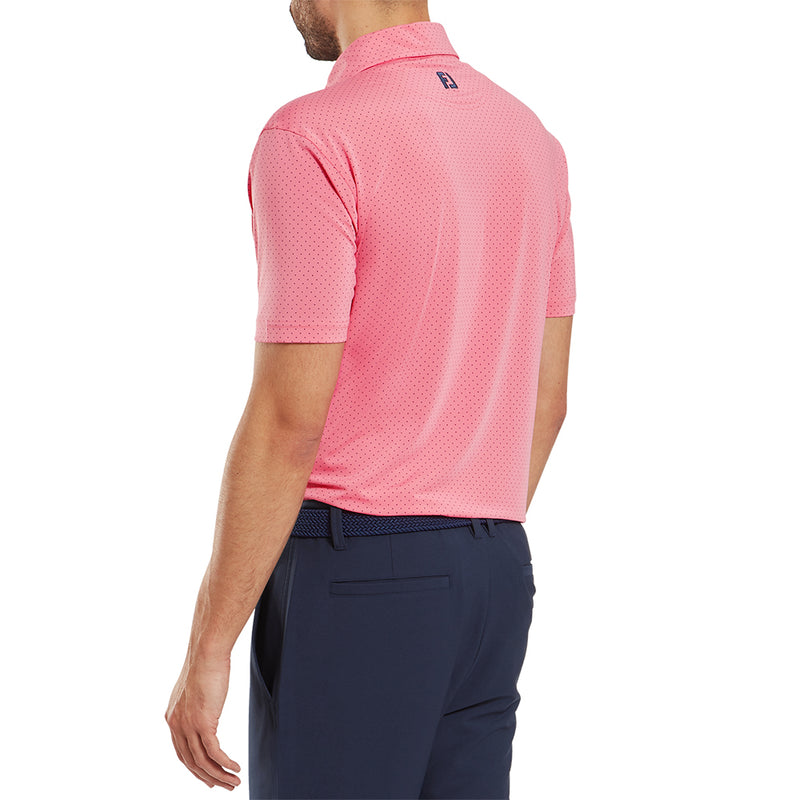 FootJoy Stretch Lisle Dot Print Polo Shirt - Pink Lemonade