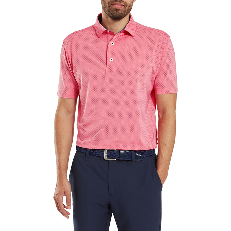 FootJoy Stretch Lisle Dot Print Polo Shirt - Pink Lemonade