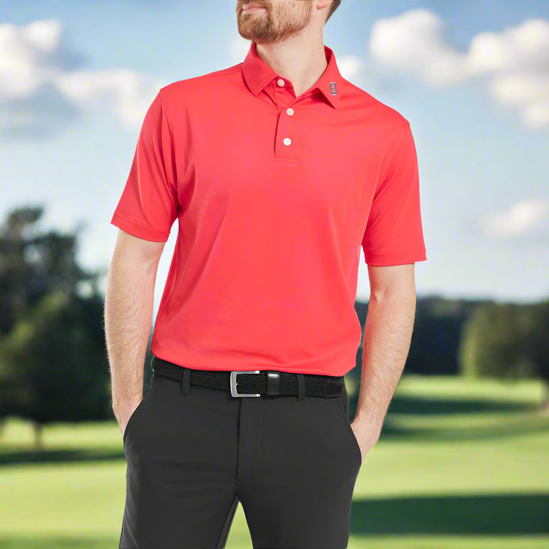 FootJoy Stretch Pique Solid Polo Shirt - Hibiscus