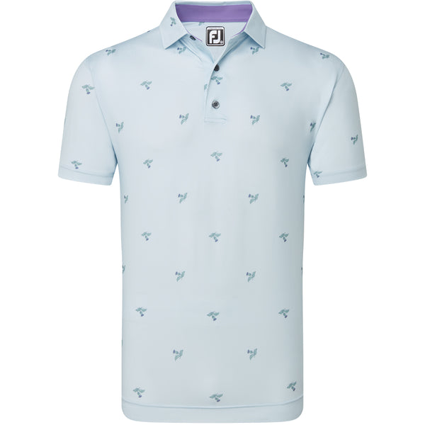 FootJoy Thistle Print Lisle Polo Shirt - Mist