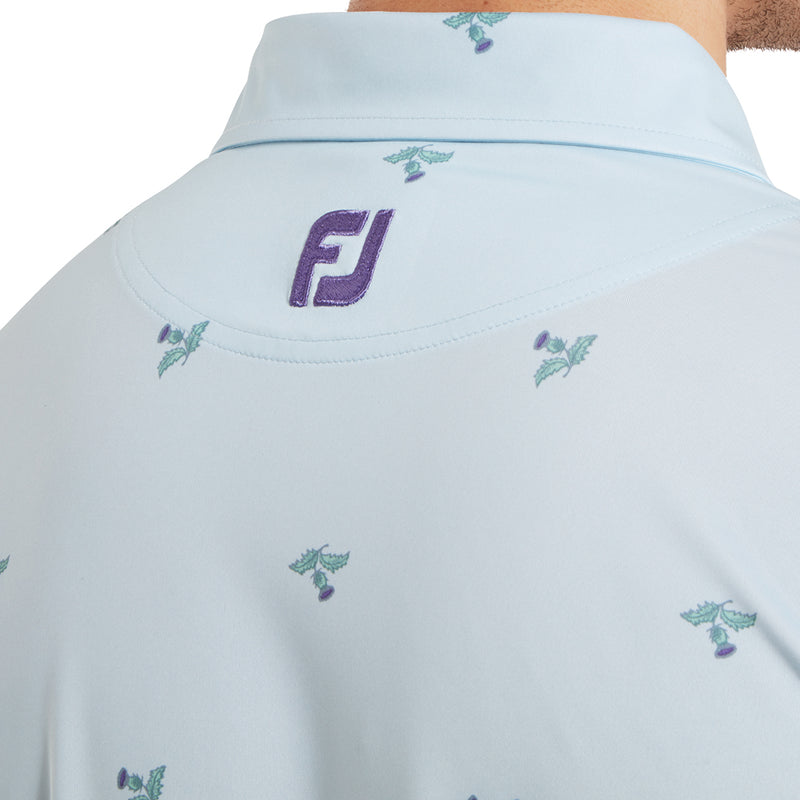 FootJoy Thistle Print Lisle Polo Shirt - Mist