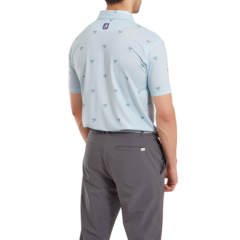 FootJoy Thistle Print Lisle Polo Shirt - Mist