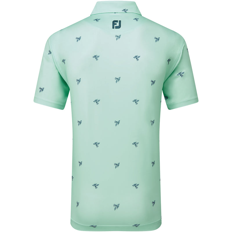 FootJoy Thistle Print Lisle Polo Shirt - Sea Glass