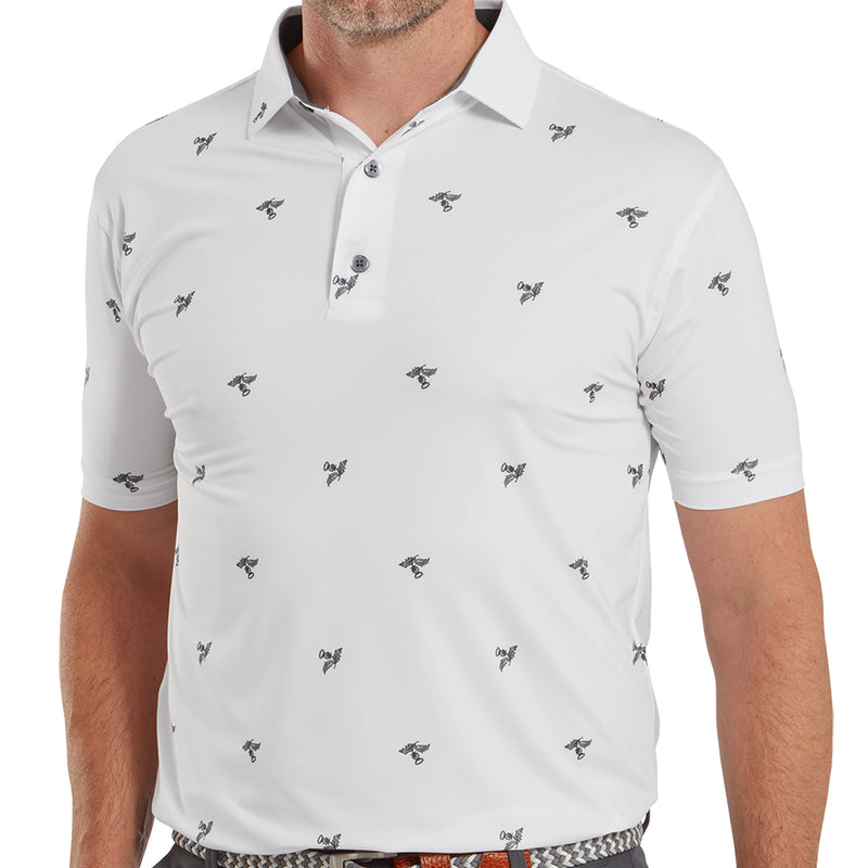 FootJoy Thistle Print Lisle Polo Shirt - White