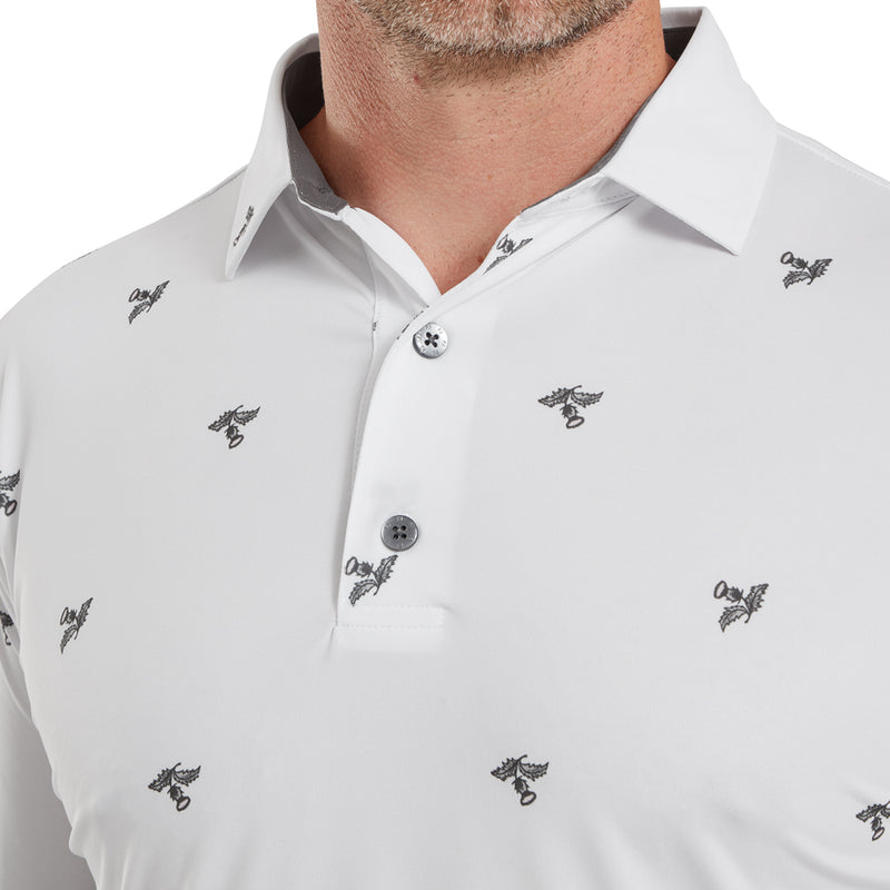 FootJoy Thistle Print Lisle Polo Shirt - White