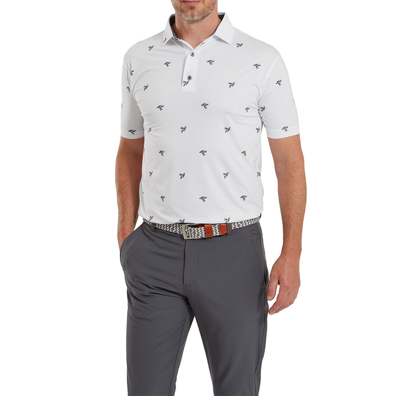 FootJoy Thistle Print Lisle Polo Shirt - White