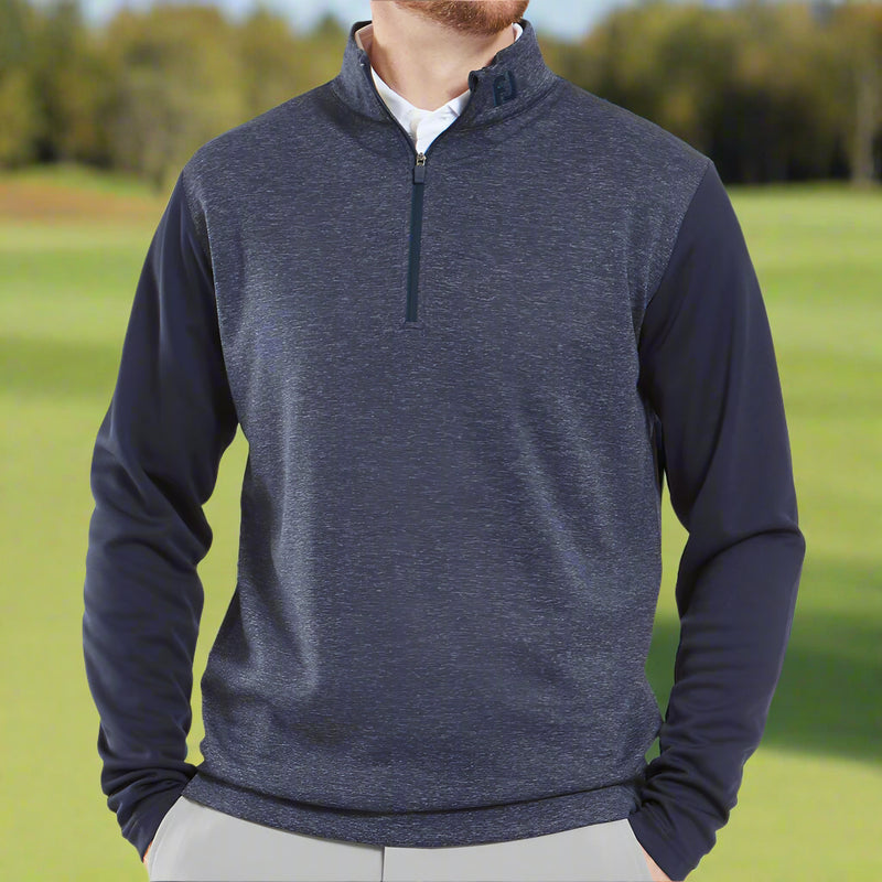 FootJoy Tonal Heather Chill-Out Pullover - Navy