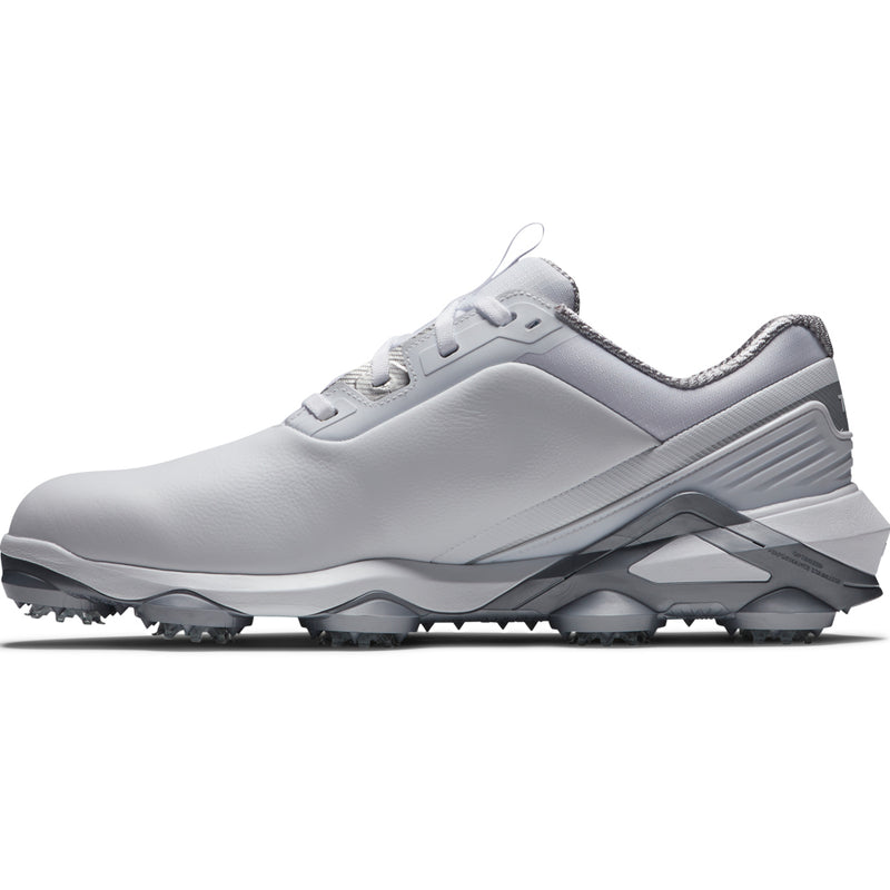 FootJoy Tour Alpha Spiked Waterproof Shoes - White/White/Silver