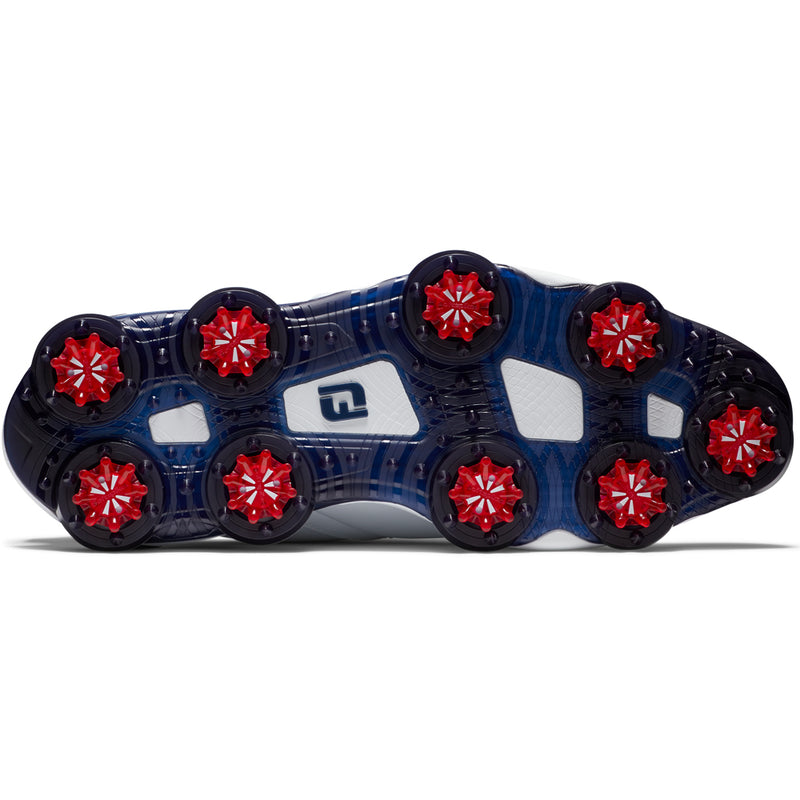 FootJoy Tour Alpha Triple BOA Spiked Waterproof Shoes - White/Navy/Red