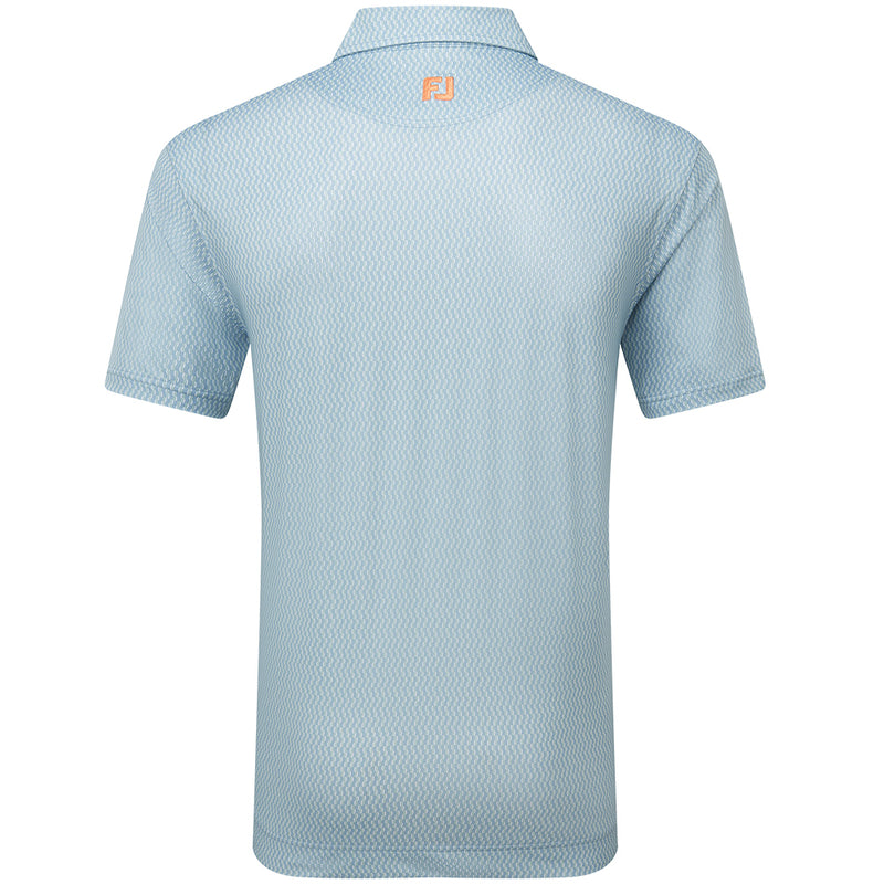 FootJoy Wiggle Print Lisle Polo Shirt - Blue Jay/White/Pistachio/Orange