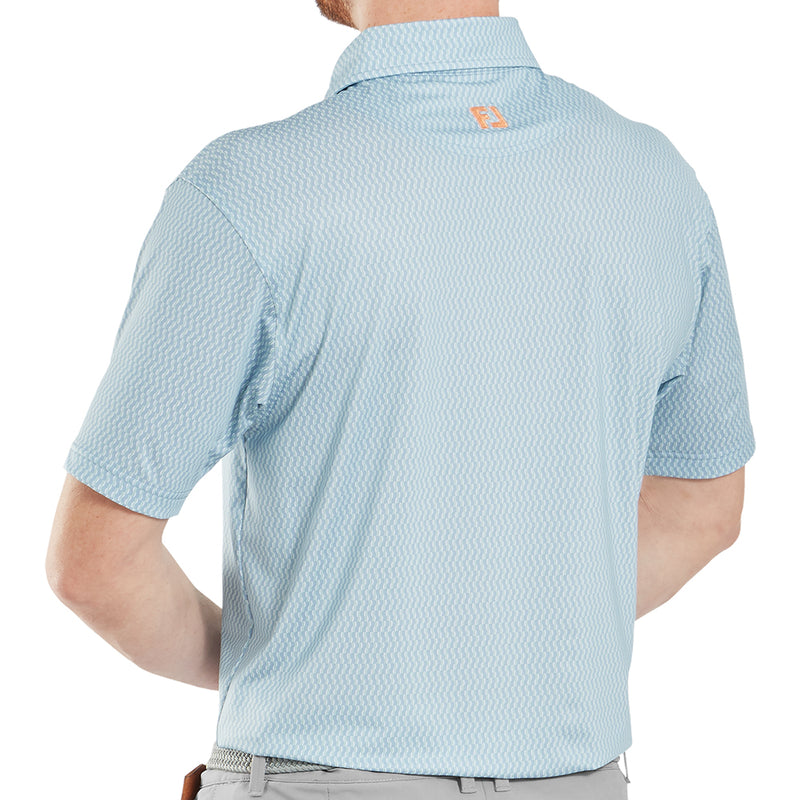 FootJoy Wiggle Print Lisle Polo Shirt - Blue Jay/White/Pistachio/Orange