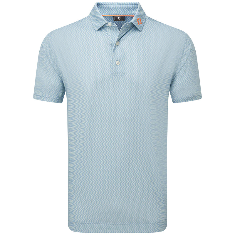 FootJoy Wiggle Print Lisle Polo Shirt - Blue Jay/White/Pistachio/Orange