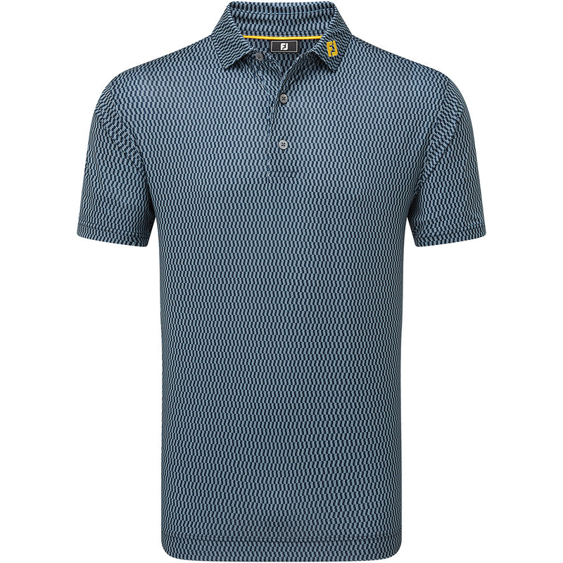 FootJoy Wiggle Print Lisle Polo Shirt - Navy/Grey/White