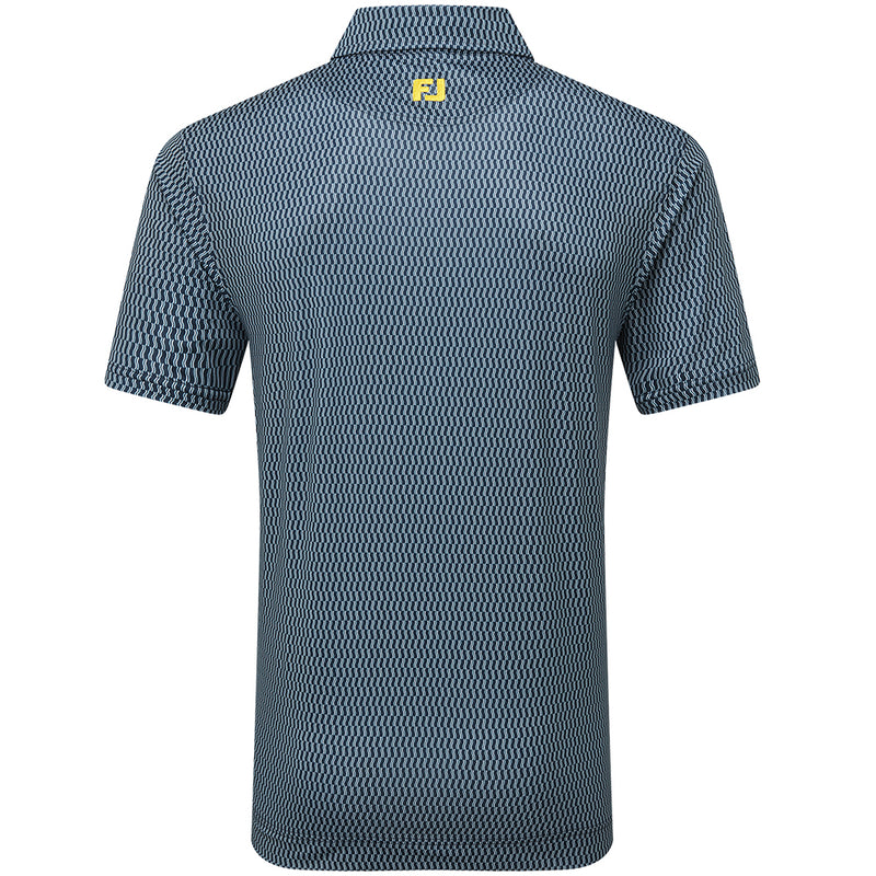 FootJoy Wiggle Print Lisle Polo Shirt - Navy/Grey/White