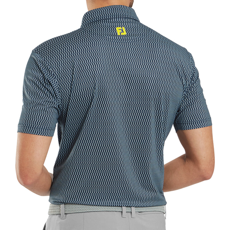 FootJoy Wiggle Print Lisle Polo Shirt - Navy/Grey/White