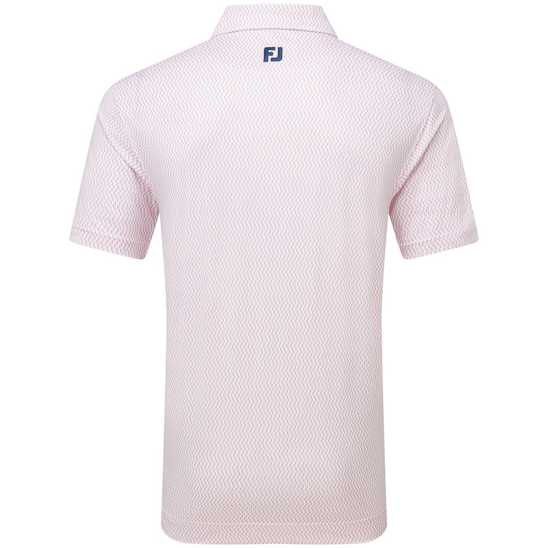 FootJoy Wiggle Print Lisle Polo Shirt - White/Skyway/Pink Lemonade