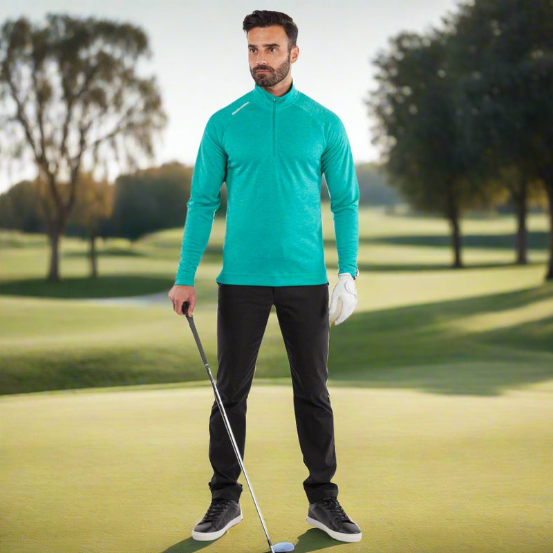 Galvin Green Dion 1/4 Zip Pullover - Atlantis Green Melange