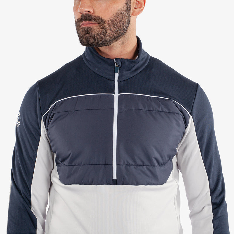 Galvin Green Douglas 1/4 Zip Pullover - Cool Grey/Navy