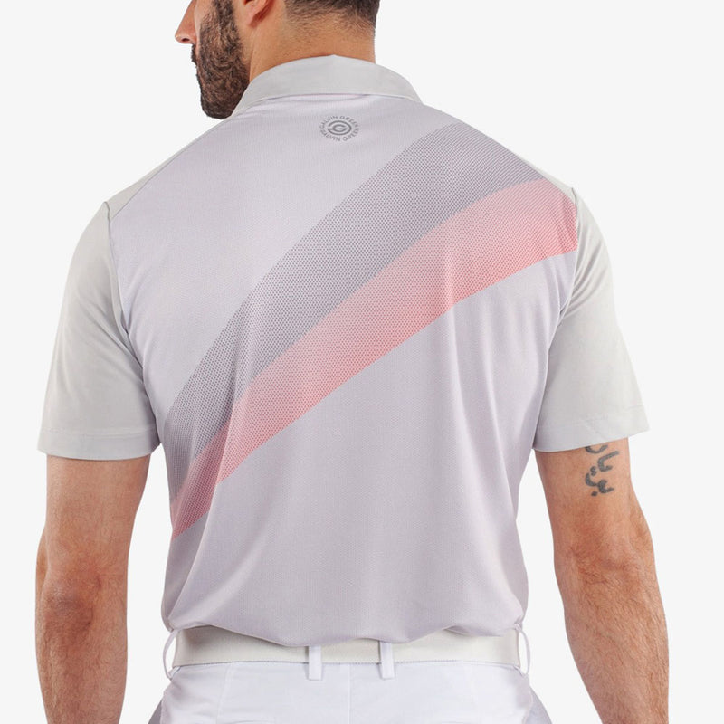 Galvin Green Macoy Polo Shirt - Cool Grey/Coral