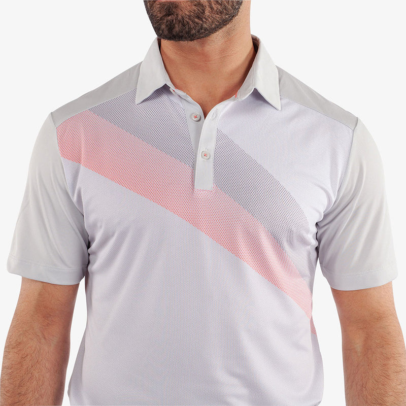 Galvin Green Macoy Polo Shirt - Cool Grey/Coral