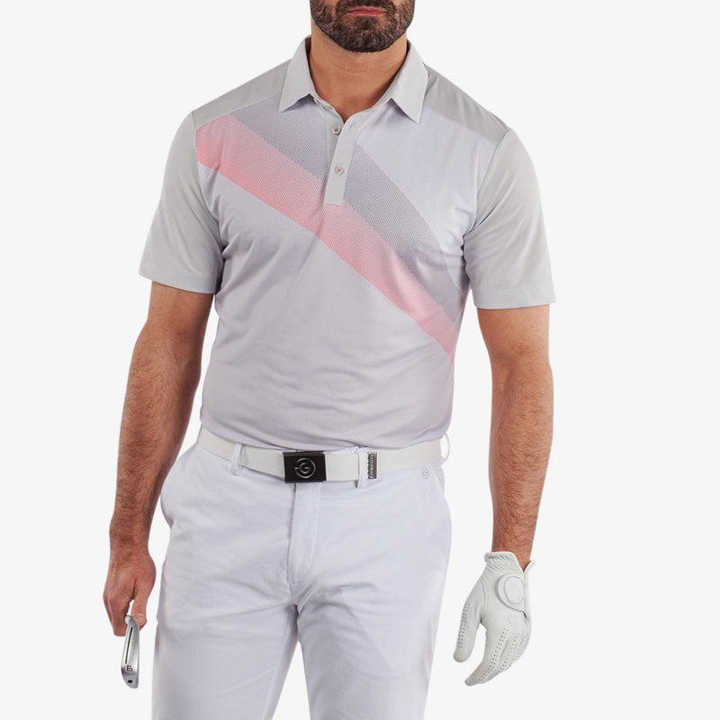 Galvin Green Macoy Polo Shirt - Cool Grey/Coral