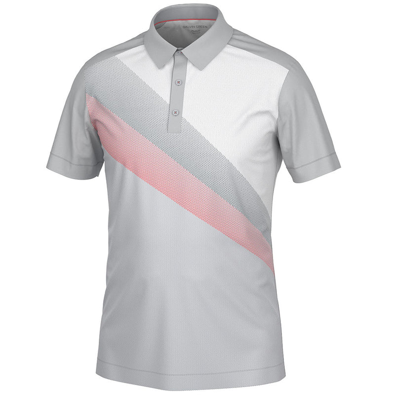 Galvin Green Macoy Polo Shirt - Cool Grey/Coral