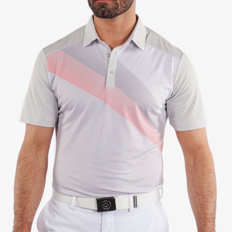 Galvin Green Macoy Polo Shirt - Cool Grey/Coral