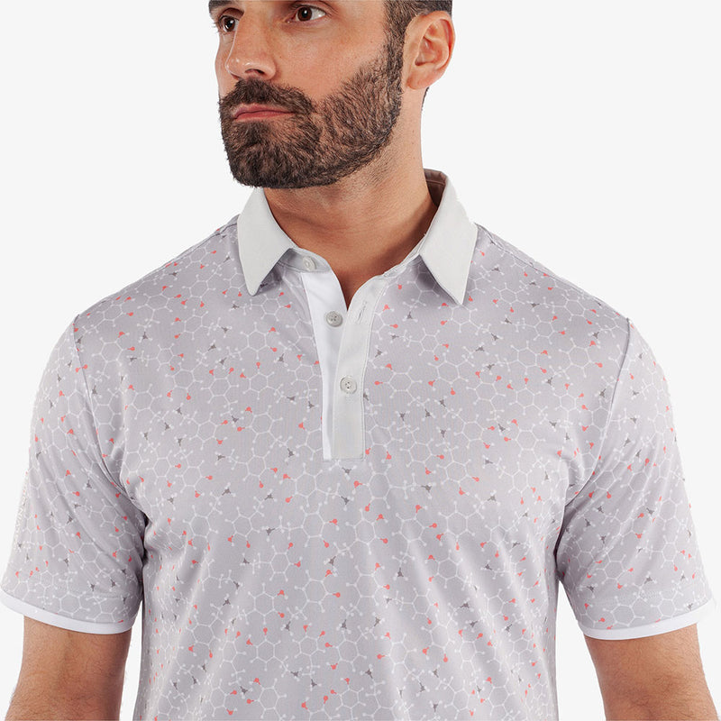 Galvin Green Mannix Polo Shirt - Cool Grey/Coral