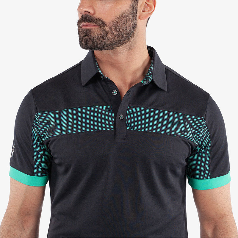 Galvin Green Mills Polo Shirt - Black/Atlantis Green