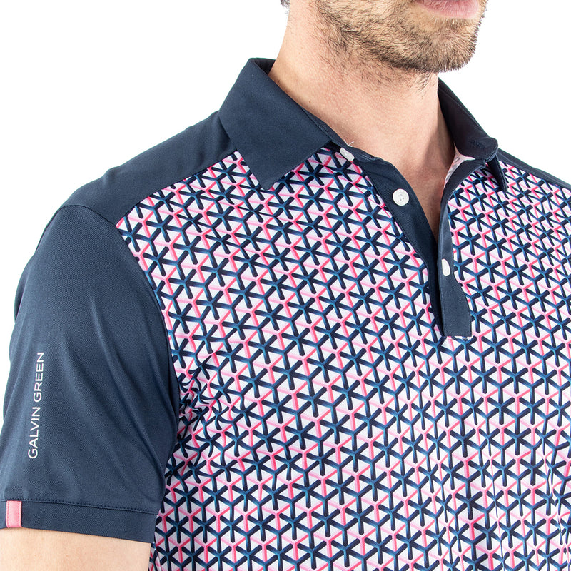 Galvin Green Mio Polo Shirt - Camelia Rose/Navy