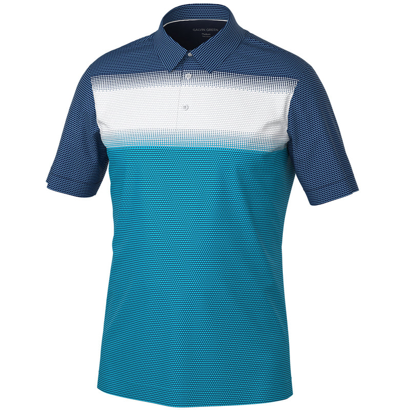 Galvin Green Mirca Ventil8+ Polo Shirt - Aqua/White/Navy