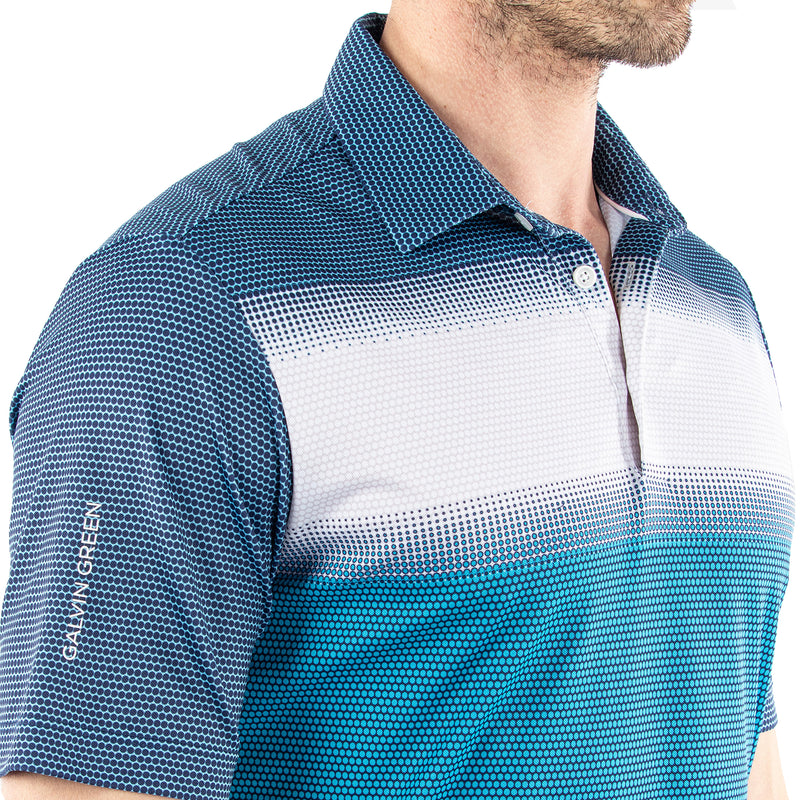 Galvin Green Mirca Ventil8+ Polo Shirt - Aqua/White/Navy