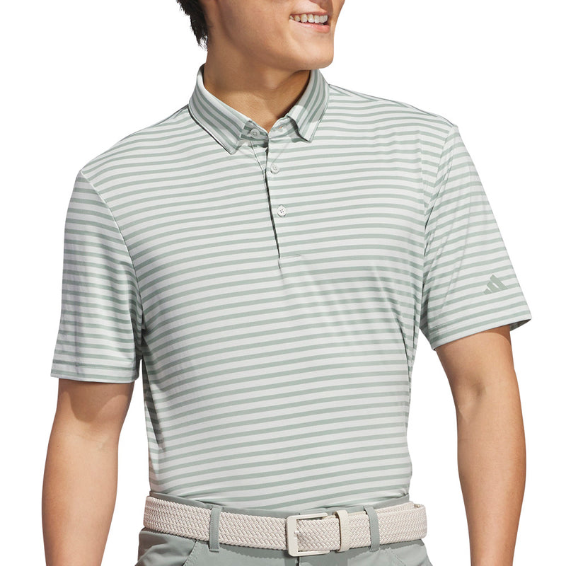 Adidas Ultimate365 Stripe Polo Shirt - Silver Green/Wonder Silver