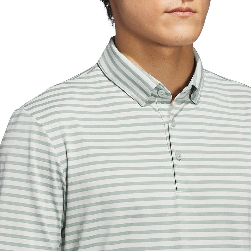 Adidas Ultimate365 Stripe Polo Shirt - Silver Green/Wonder Silver