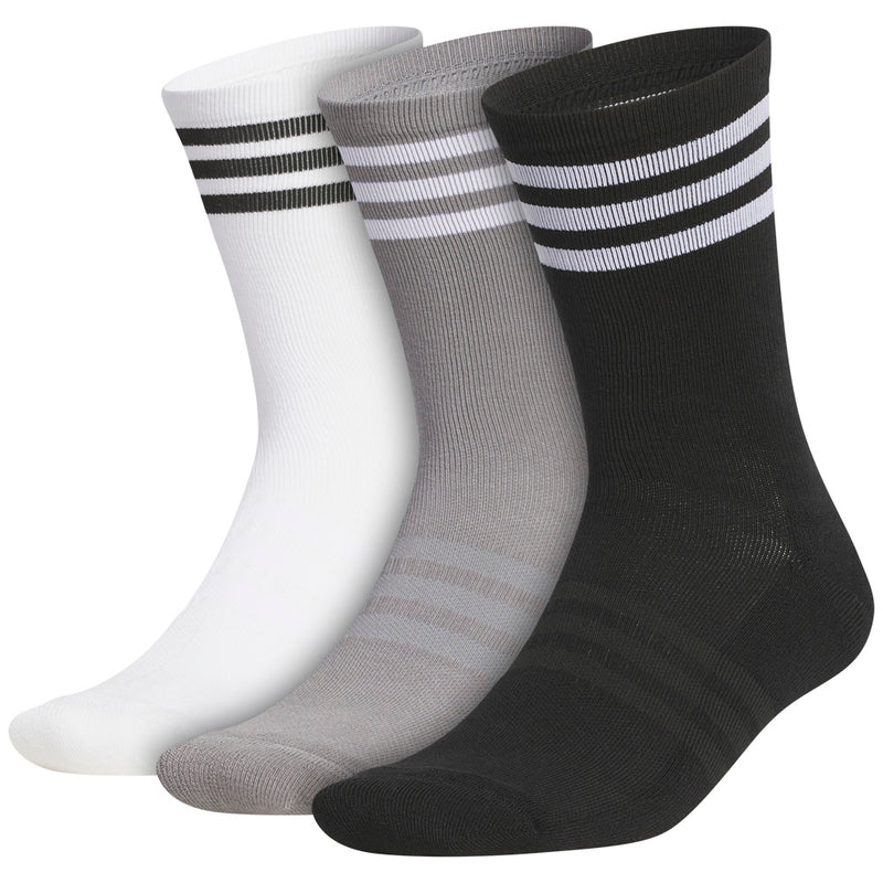 adidas 3 Pack Crew Socks - White/Grey Three/Black