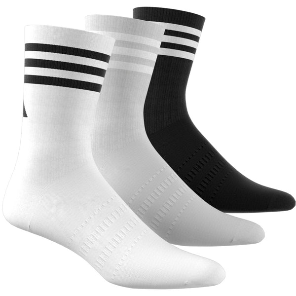 adidas 3 Pack Crew Socks - White/Grey Three/Black