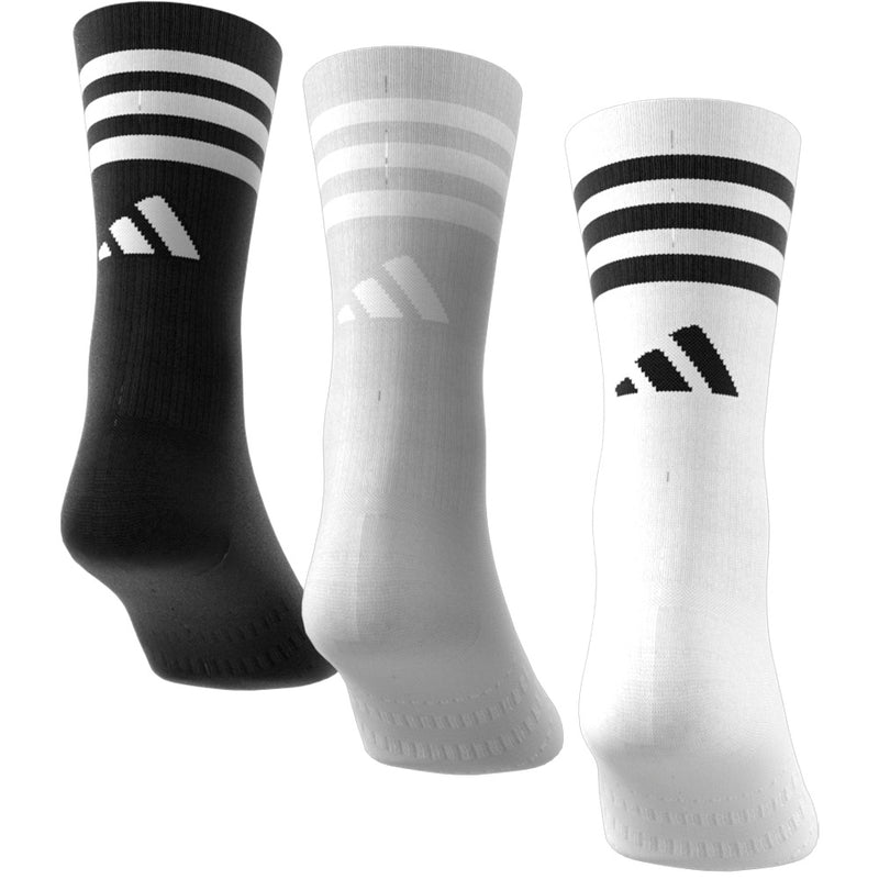 adidas 3 Pack Crew Socks - White/Grey Three/Black