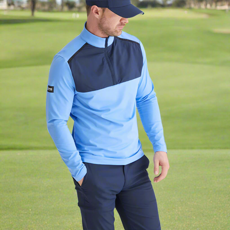 Ping Keeton 1/2 Zip Mid Layer  - Cornflower Blue/Navy