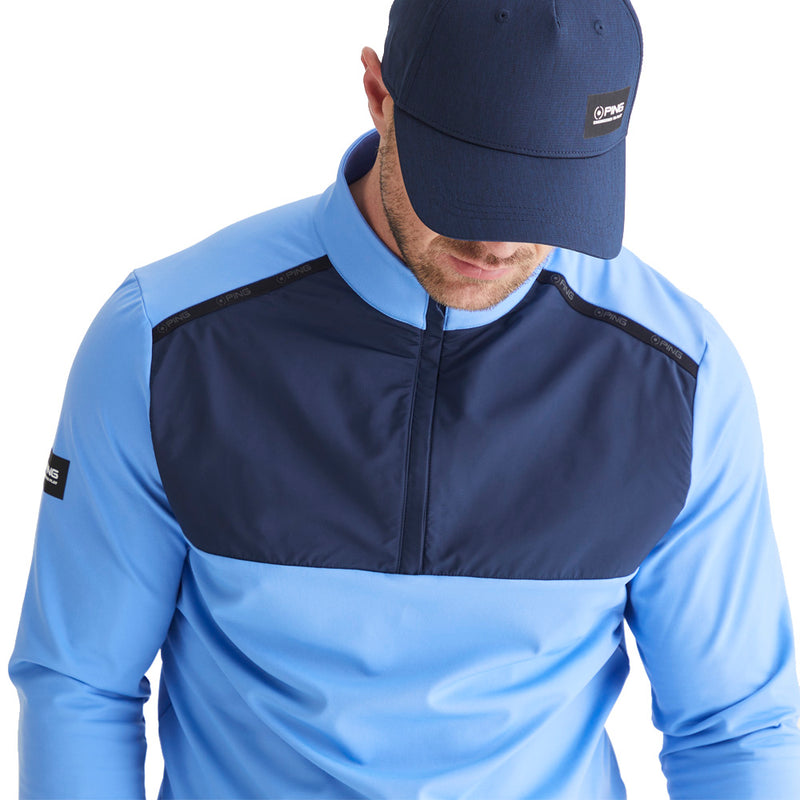 Ping Keeton 1/2 Zip Mid Layer  - Cornflower Blue/Navy