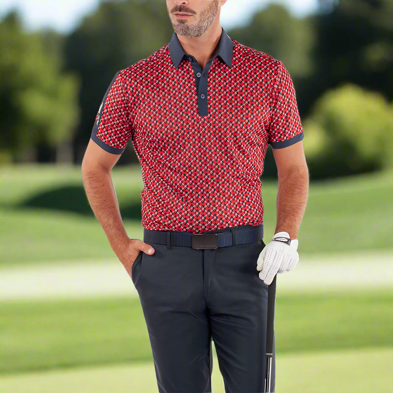 Galvin Green Maxwell Polo Shirt - Red/Navy