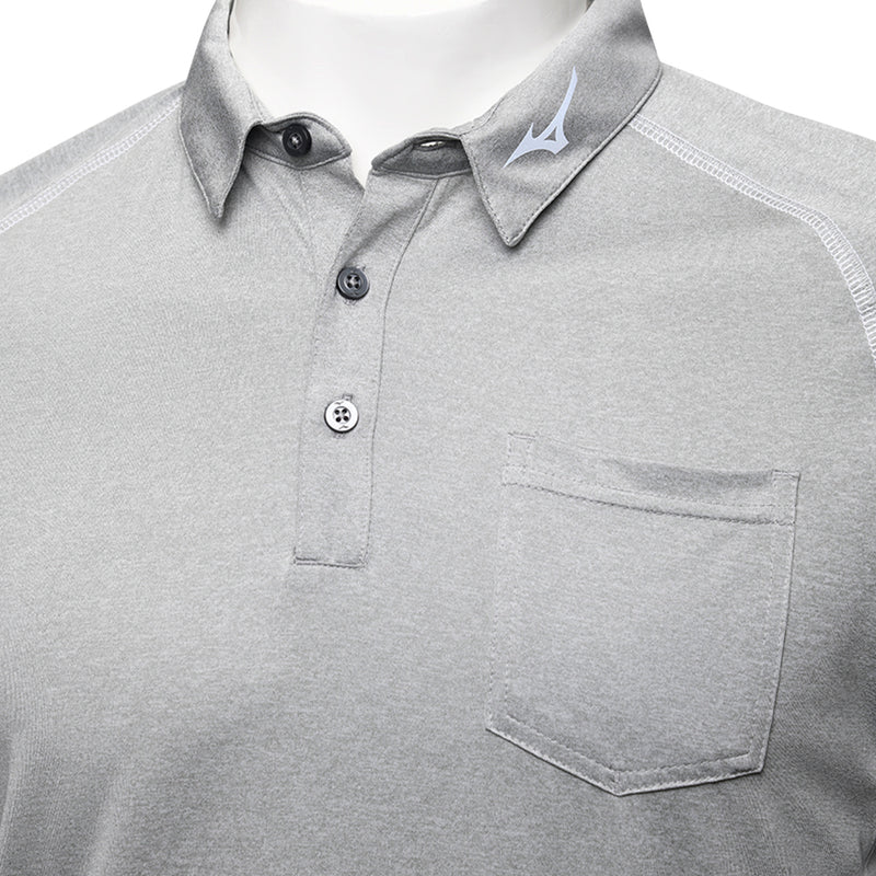 Mizuno Melange Longsleeve Polo Shirt - Grey