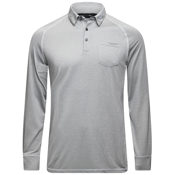 Mizuno Melange Longsleeve Polo Shirt - Grey