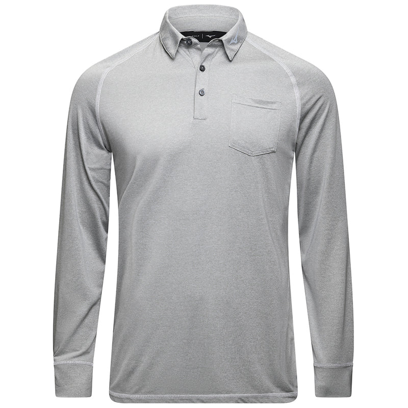 Mizuno Melange Longsleeve Polo Shirt - Grey