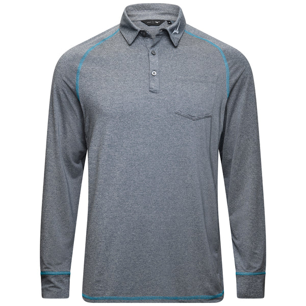 Mizuno Melange Longsleeve Polo Shirt - Navy