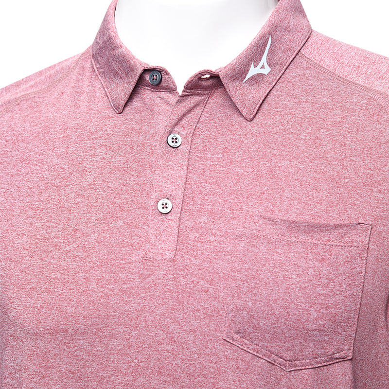 Mizuno Melange Longsleeve Polo Shirt - Burgundy